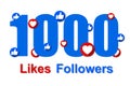 Thank you for 1000 followers, social sites post, greeting card Ã¢â¬â vector